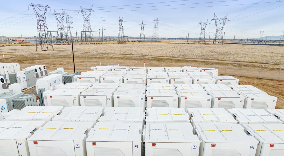 Battery storage units in a dry area.